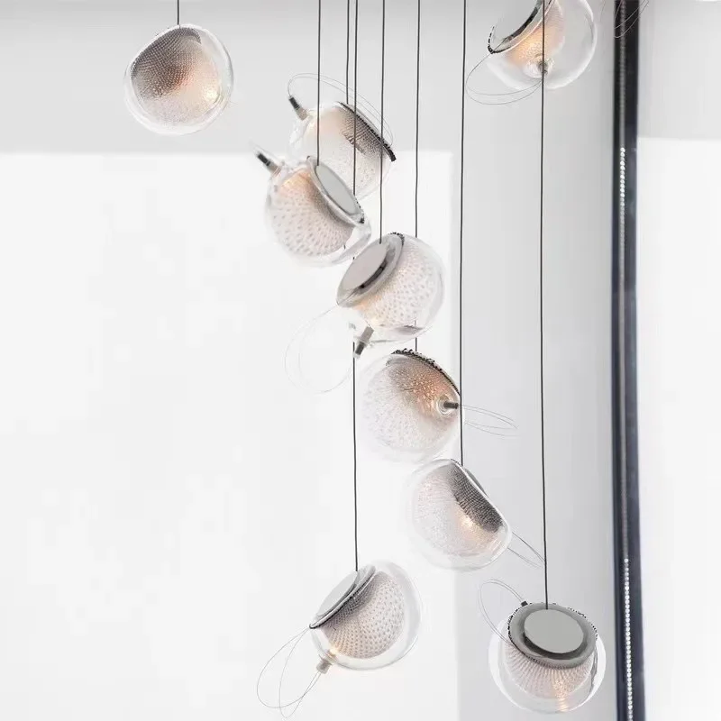 Chandelier designer duplex staircase empty jellyfish bedside lamp single head handmade glass lamp