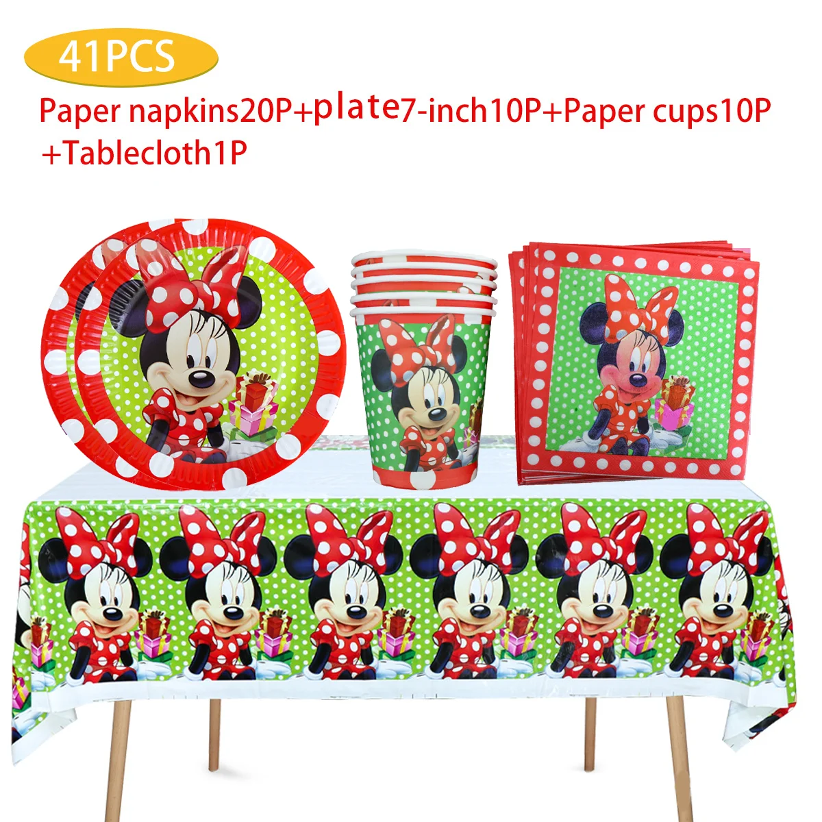 Disney Red Minnie Theme Happy Birthday ecorat decoration Shower Disposable Tableware Napkin Cup Plate Set Party Decorations