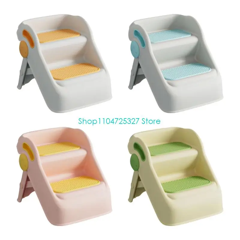 D8KF Sturdy 2 Level Step Stool Easy Carry Foldable Safe Bathroom Helpers for Children