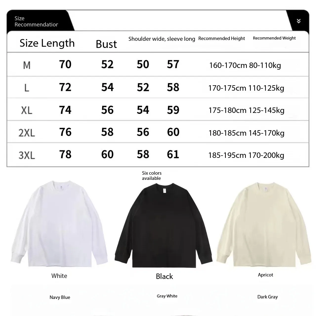 Cross-Border Heavyweight Men's Pure Cotton Sweatshirt, Ribbed Long-Sleeve T-Shirt