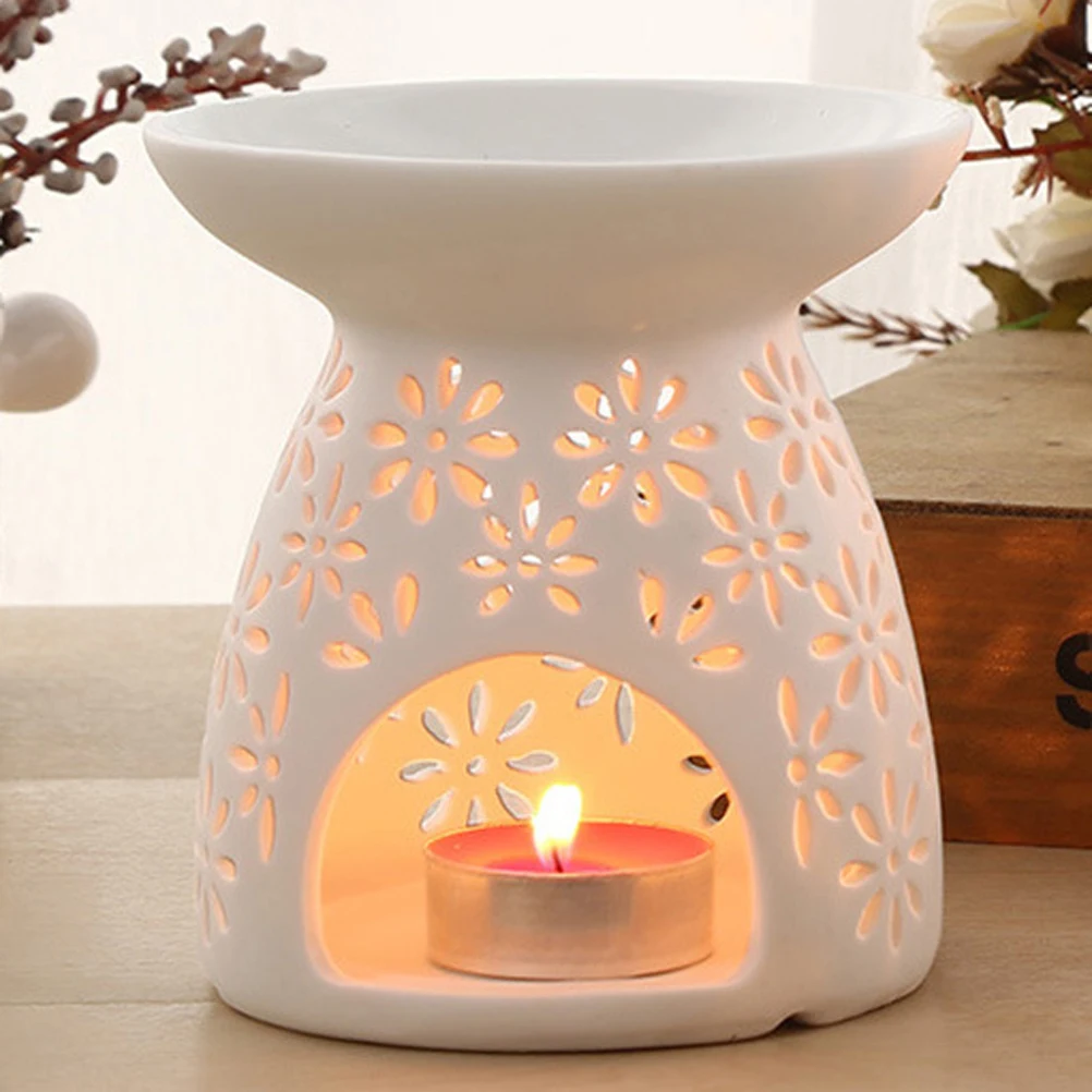 Ceramic Crafts Aroma Burner Handmade Hollow Flower Pattern Essential Oil Burner Candle Lamp Many Style HomeOffice Crafts Decor