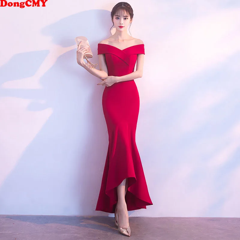 New Long Customized Formal V-Neck Burgundy Evening Dresses DongCMY Elegant Sexy Robe De Soiree Party For Women Gown