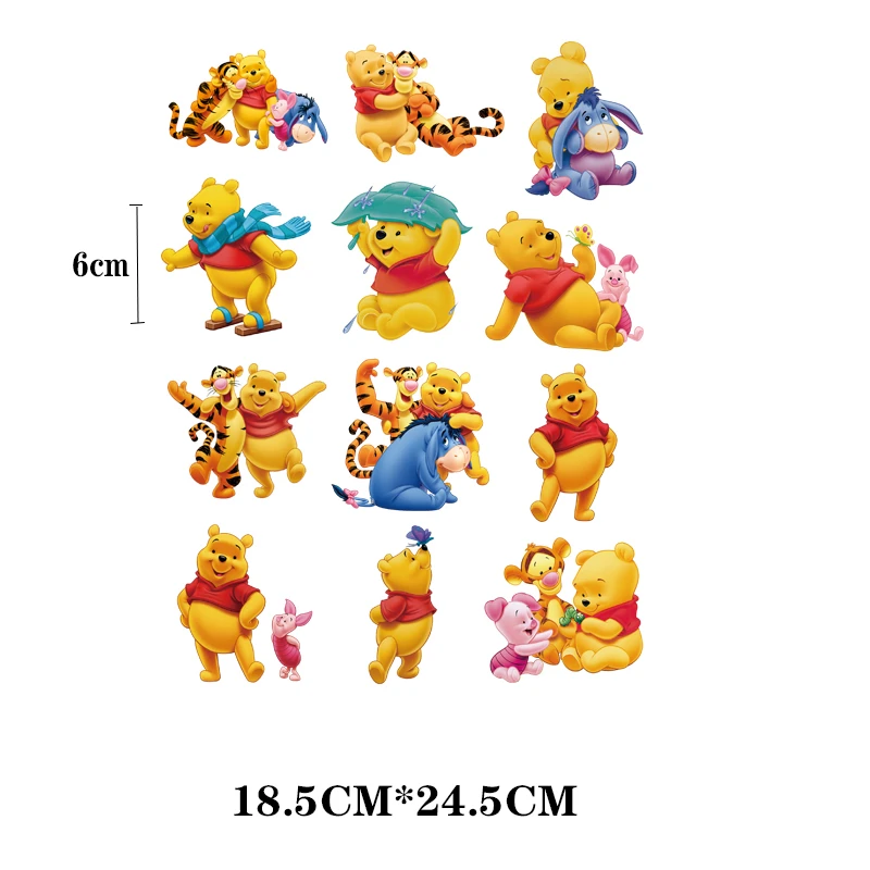 12Pcs/Lot Ironing Applications Disney Iron On Adhesive Patches For Children\'s Clothes Kids Heat Thermal Transfer Fusible Sticker