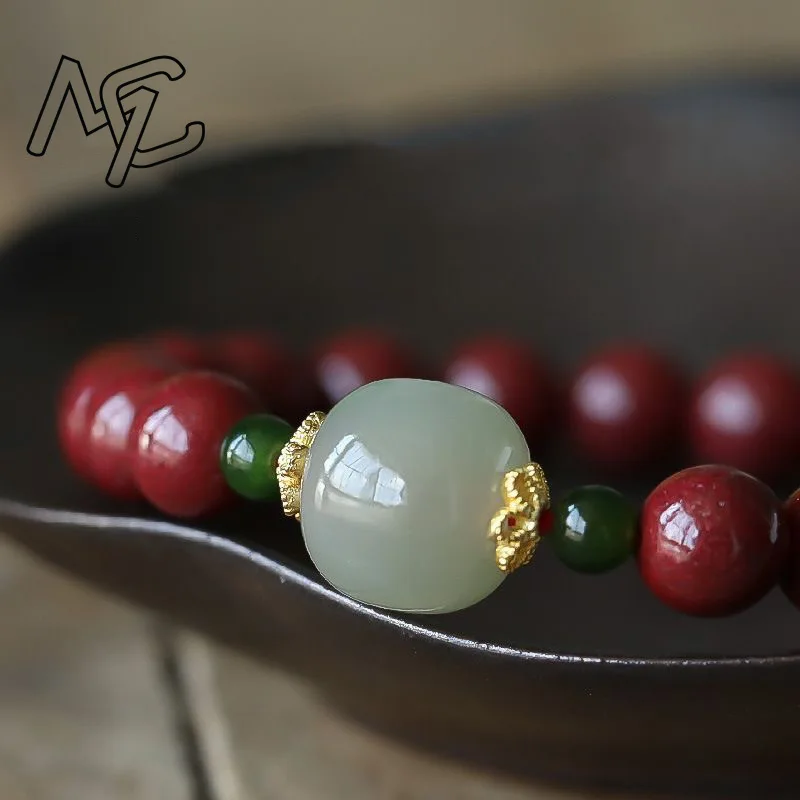 Customized Cinnabar Jade Beads DIY Bracelet for Woman Lucky Fashion Friendship Gift Red Bangles Handmade Knotted Jewelry Luck