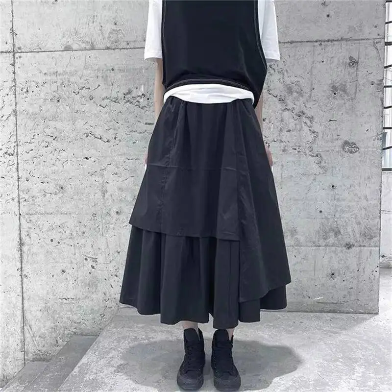 Ladies' Skirt Summer New Classic Dark Yamamoto Style Personality Stitching Design Fashion Casual Loose Large Size Skirt