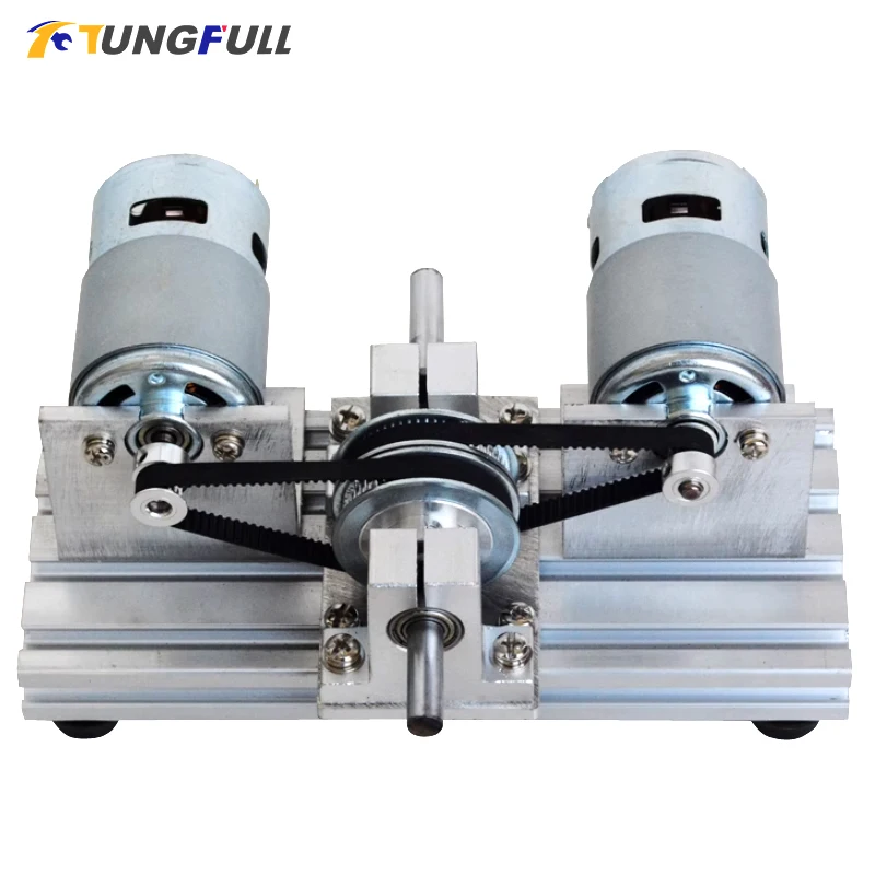 

DC Dual Spindle Motor Drive Kit 775 795 895 DC Motor 12V 24V Large Torque Timing Belt Pulley 60 80 Teeth Synchronous Wheels