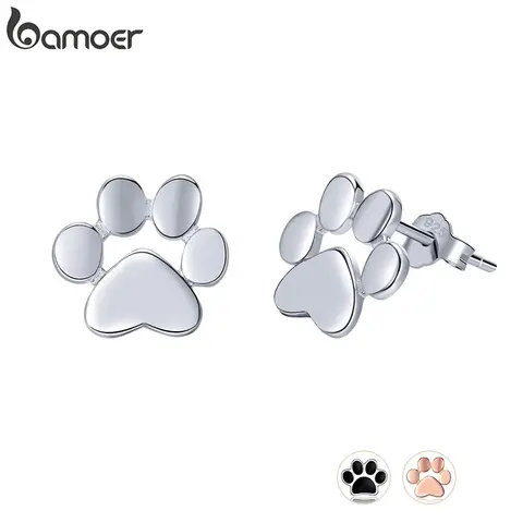 Sterling Silver Animal Paw Earrings bamoer