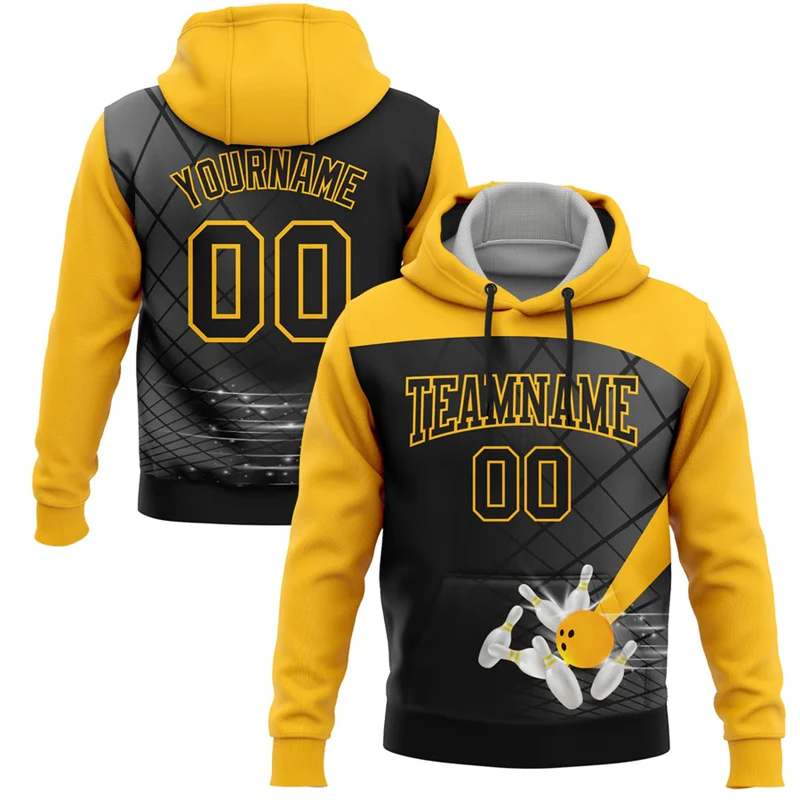 Custom Name Number Bowling Graphic Hoodies Fashion Autumn 3D Printed Hooded Sweatshirts Oversized Team Uniforms DIY Pullovers