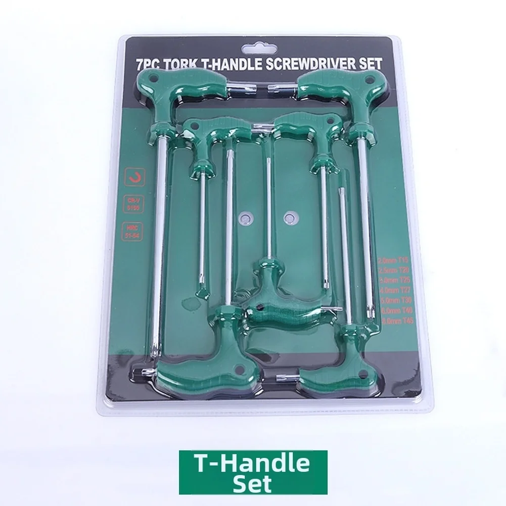 Stardriver Set 7 Piece T Handle For torx Wrench Kit Designed for Effective Torque Application on Metric and Standard Fasteners