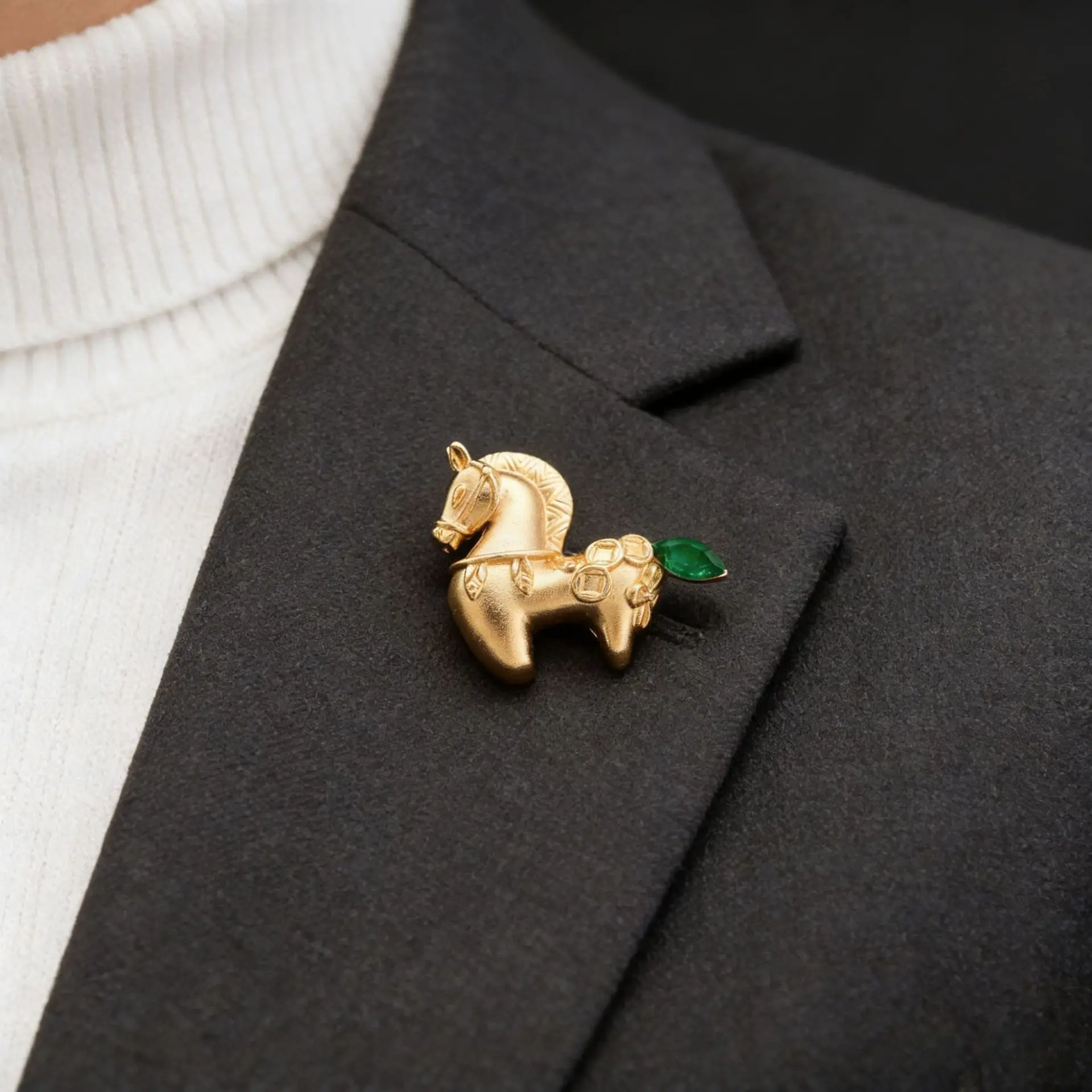 Broches en cristal « Money Coming Golden Pony » pour unisexe, mode chinoise, signe du zodiaque Cheval, épingles en métal mat, bijoux, cadeau de fête d'anniversaire