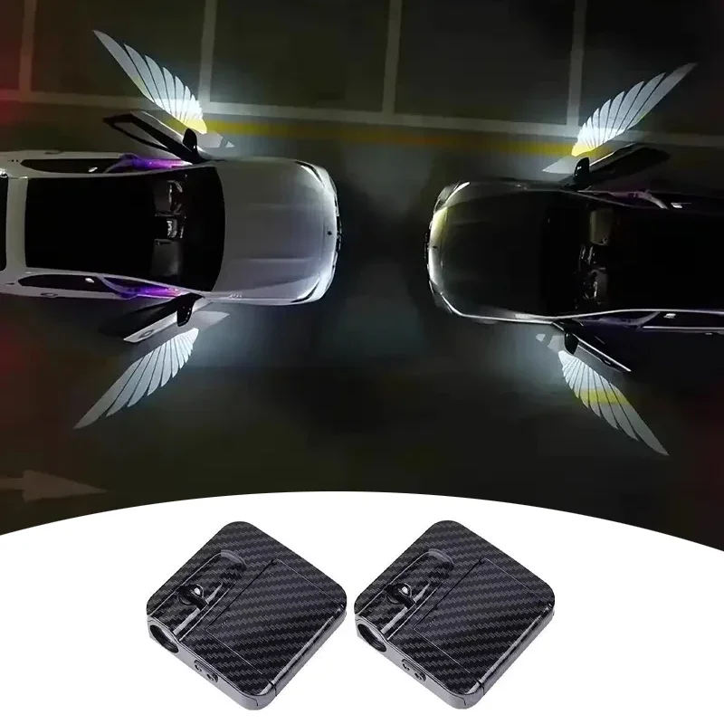 Projecteur laser HD sans fil pour portière de voiture - 2/4 pièces, accessoire automobile, sans câblage, alimenté par batterie, pour une entrée nocturne facile