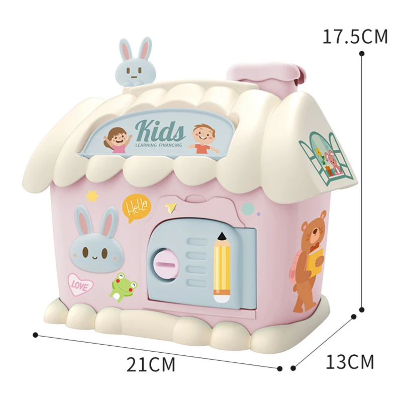 Children's Small House Money Bank Toys Can Save Can Take Multifunctional Cute Rabbit House Money Box Pen Holder Desktop Decor