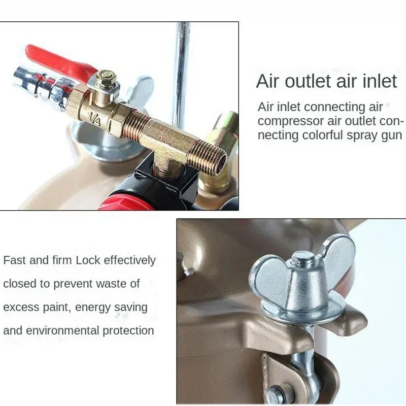 رائجة البيع PT-871 بندقية رذاذ G1/4 G3/8 5L بندقية رذاذ الطلاء الخارجي الطلاء الفولاذ المقاوم للصدأ الحجر الحقيقي الطلاء بندقية رذاذ