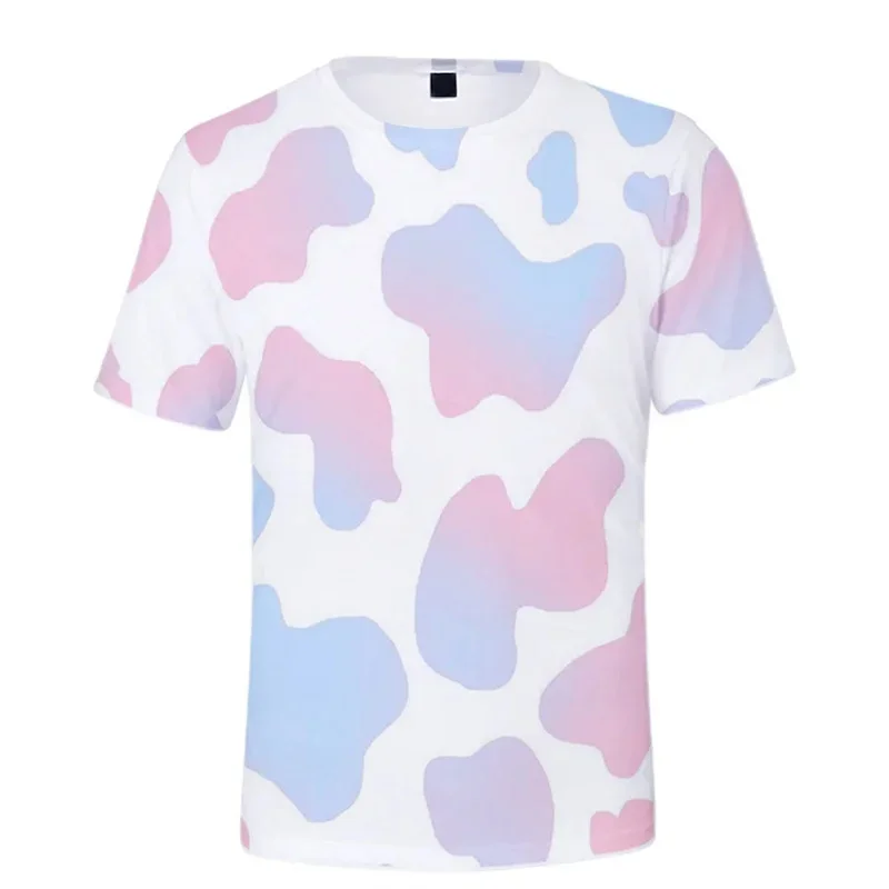 Summer New Cow Pattern T Shirt For Men Colorful Cartoon 3D Print T-Shirt Daily Casual Street Loose Tops O-Neck Short Sleeve Tees
