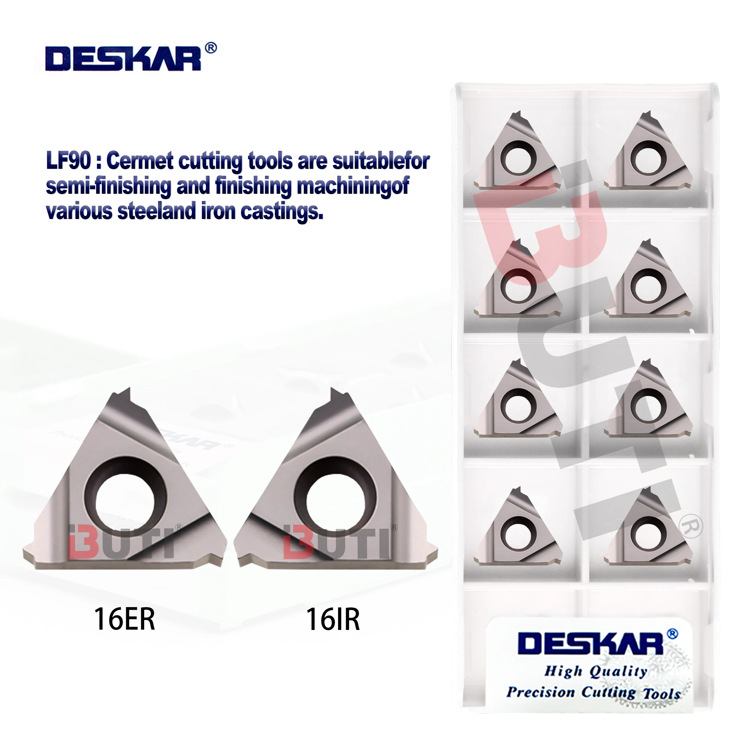 

DESKAR 100% Original Cermet Blade 16ER/IR 1.5ISO 2.0ISO LF90 CNC lathe Machining Center Metal Thread Cutting Ceramic Blade Part