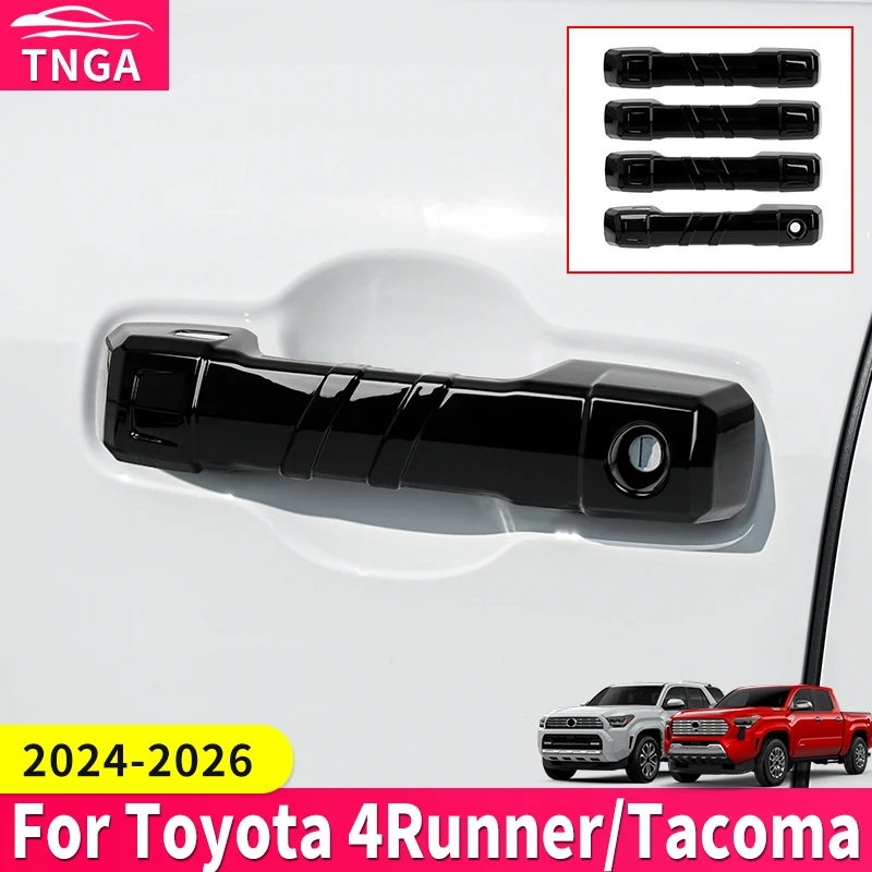 

For Toyota 2024-2026 4Runner Tacoma Black Car Door Handle Trim Cover Paint Protection ABS Plastic Exterior Styling Accessories