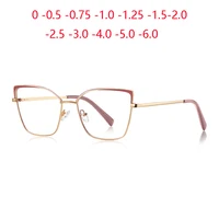 0-0,5-0,75 a-6,0 montura de oro rosa ojo de gato menos gafas para miopía mujeres 1,56 gafas graduadas asféricas antiluz azul