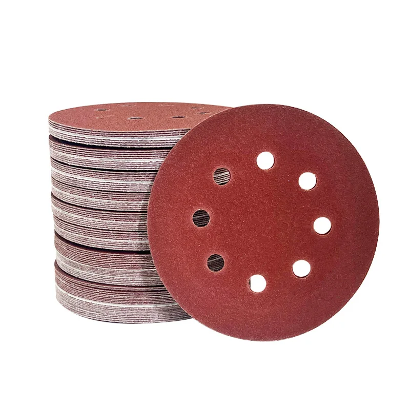 

100PCS Red Sandpaper with 8 Holes Hook Loop Sandpaper 400 Grits 5Inch Sanding Disc Abrasive Tools