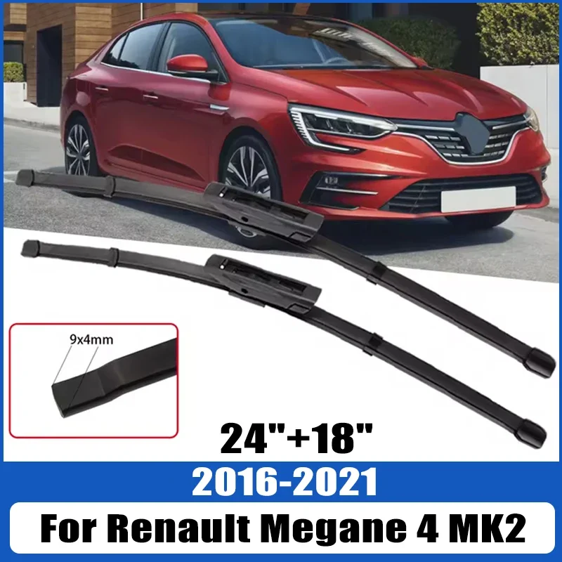 

For Renault Megane 4 MK2 2016-2021 2017 2018 Wiper Front Wiper Blades Windshield Windscreen Window Brush 24"+18"Car Accessories
