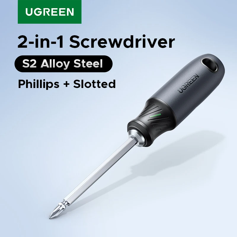 UGREEN 2-in-1 Screwdriver Bit With Phillips Slotted 6mm S2 Alloy Steel Portable Set for Daily Repair Tools Magnetic 100mm