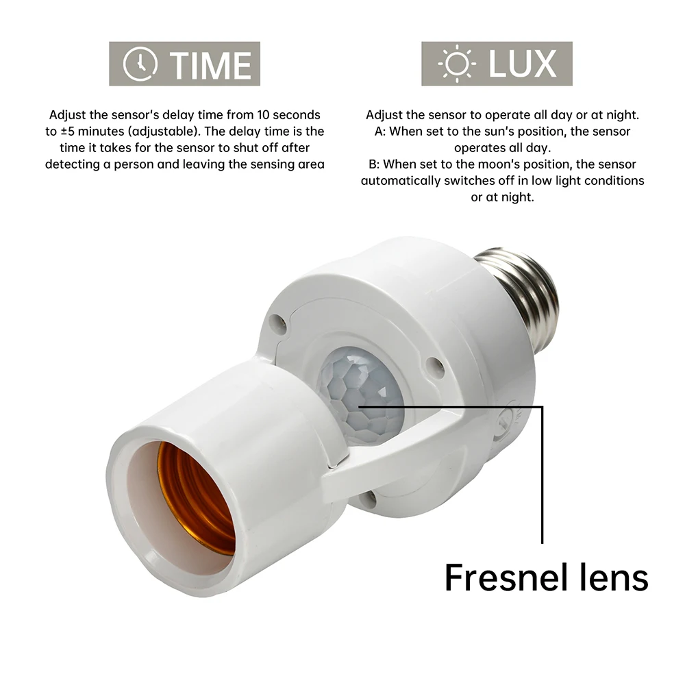 AC100-240V Smart Motion Sensor Light Bulb Holder E27 PIR Induction Sensor Adapter Lamp Base Converter Automatic LED Switch