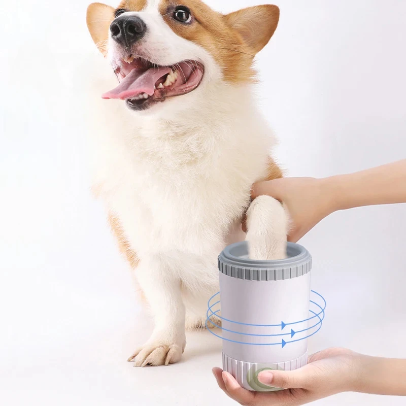 Image of Rondella semiautomatica per piedi per cani da compagnia, ago in silicone morbido, pulitore per zampe di cane, tazza per lavare le zampe, spazzola per pulire le tazze per cani di piccola taglia e media cod004