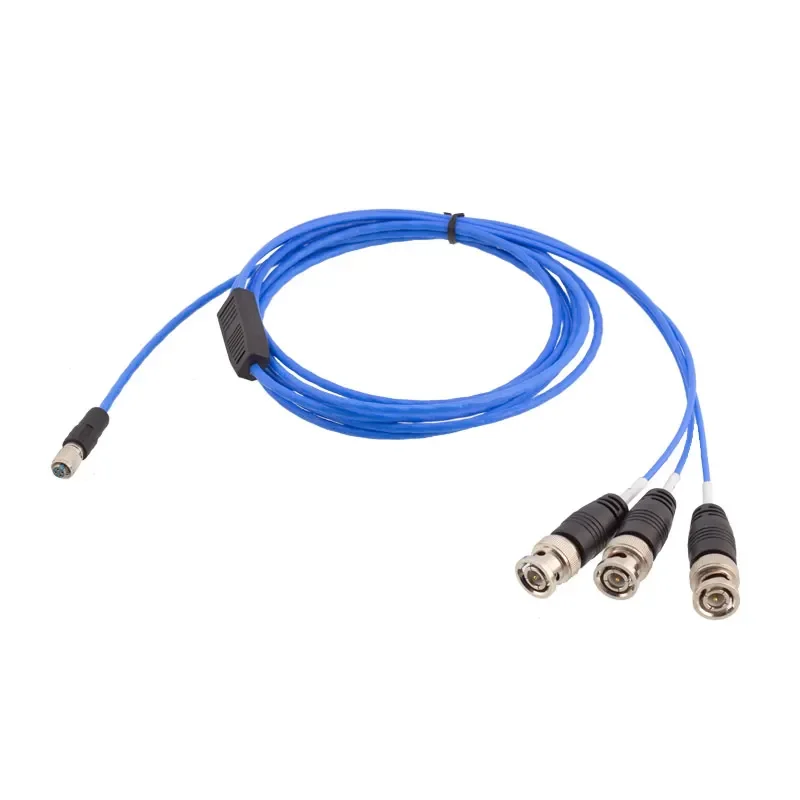 1meter 2meter 5meter Blue 4Pin 1/4-28UNF to BNC PCB 3 to 1 Acceleration Sensor Cable connector