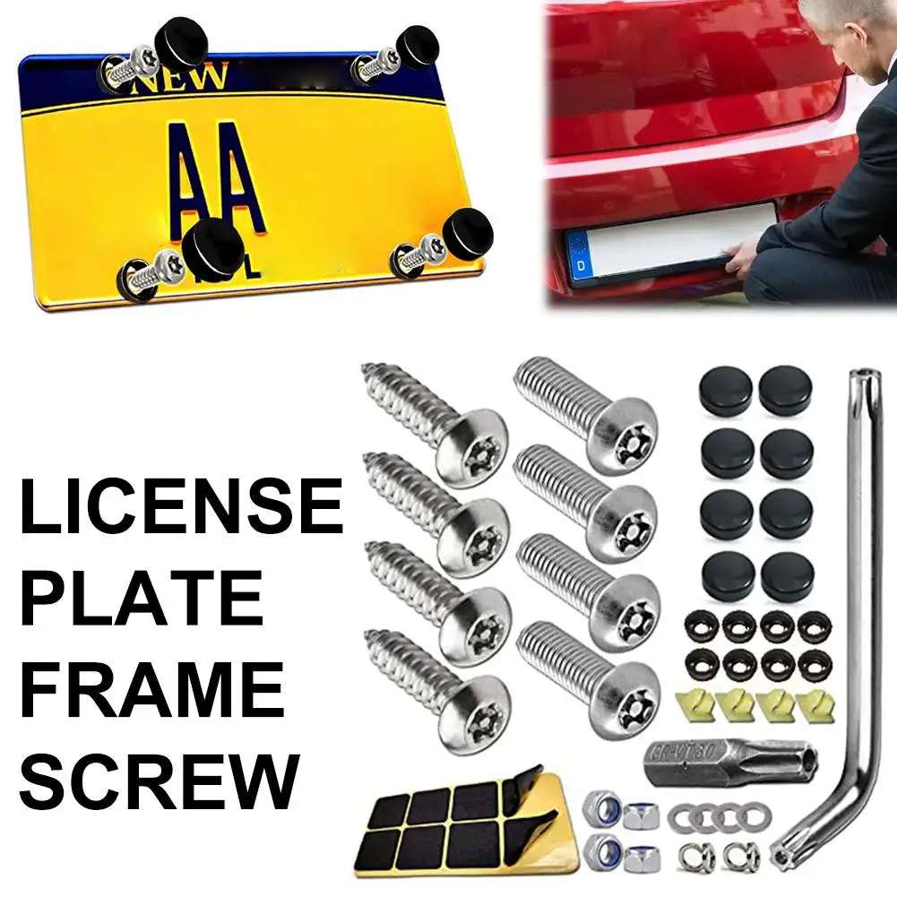 Anti Theft License Plate Screws License Plate Security Screws Kit for Fastening Frame License Plate Cover Security Bolts G1X6