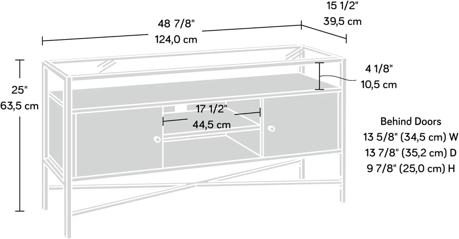 تلفزيون Credenza، L: 48.82 بوصة × العرض: 15.55 بوصة × الارتفاع: 25.0 بوصة، لمسة نهائية بيضاء