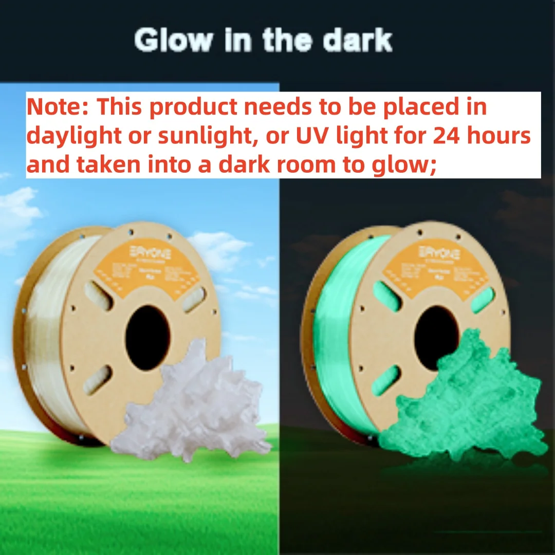 Eryone 200G PLA Filament Glow In The Dark Premium 3D Print（absorbs sunlight or daylight）,200g pla filament glow in the dark