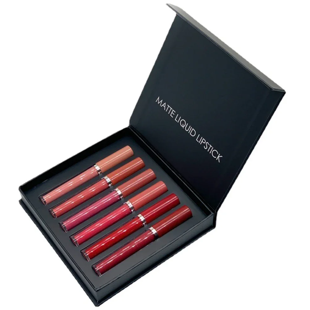 Private Label 6pcs Liquid Lipstick Kit Custom Bulk 6-color Long-lasting Matte Non-stick Lip Glaze Waterproof Pigment Makeup