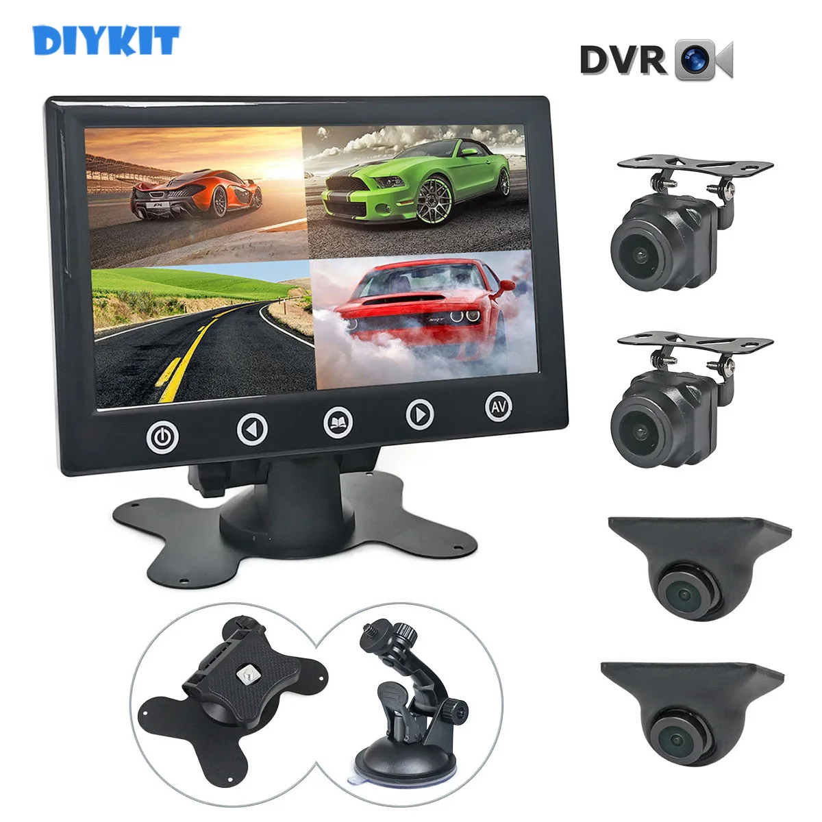 DIYKIT 7inch AHD IPS rozseknout čtyřnásobný auto HD monitor 1920x1080 AHD noc vidění zadní výhled kamera vodotěsný s video nahrávka