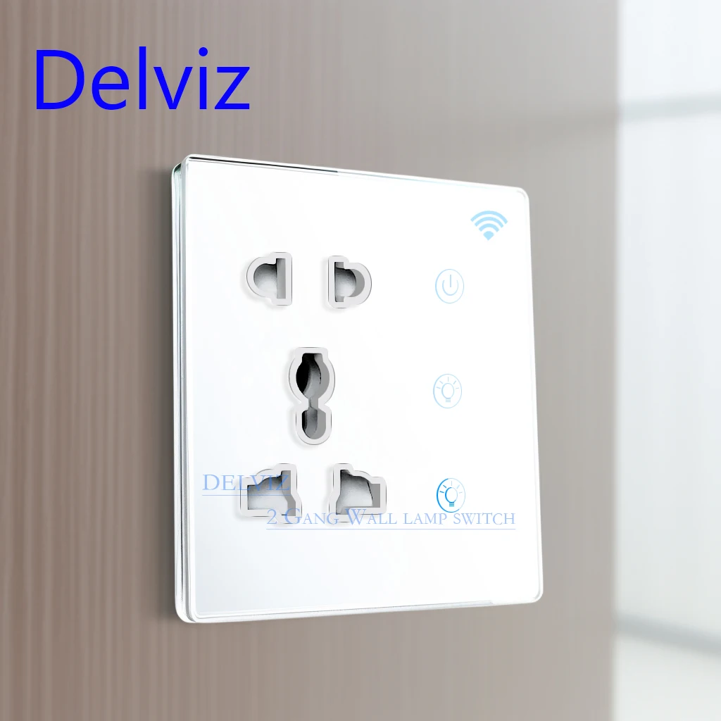 delviz tomada universal inteligente painel de vidro temperado bluetooth wifi sistema tuya casa inteligente gang interruptor de luz de parede 01