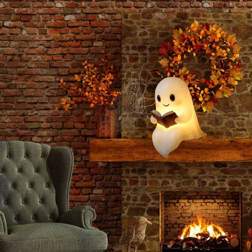 Neue süße Geister-Lesebuchlampe, niedliche Geister-Leselampe, LED, Halloween, Basteln, Ornament, Geschenk