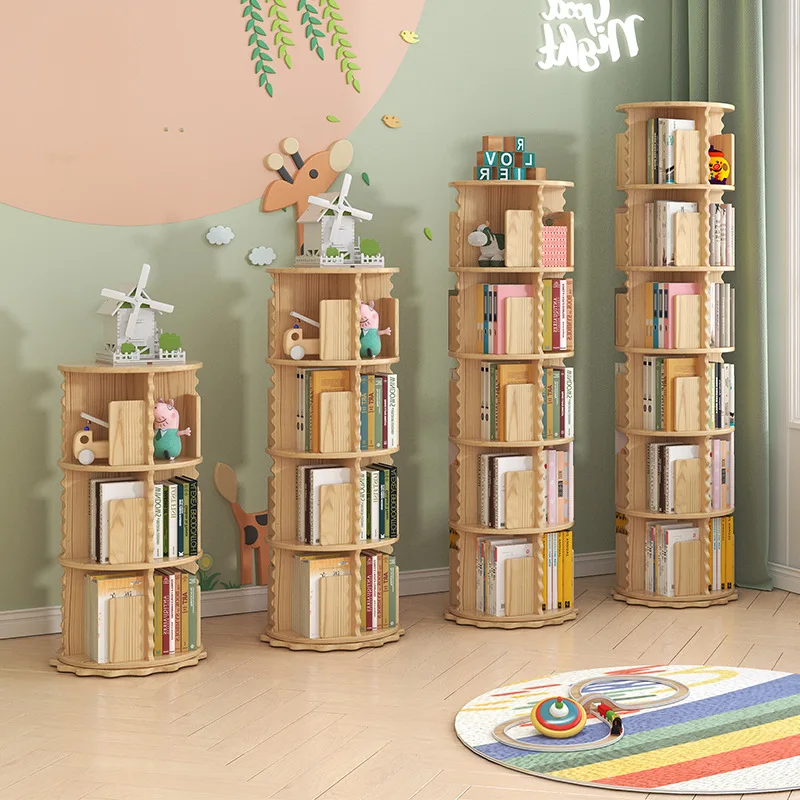 

Library bookshelf Children's reading bookshelf Shelf Rotating bookshelf 360-degree bookcase Storage and finishing shelf
