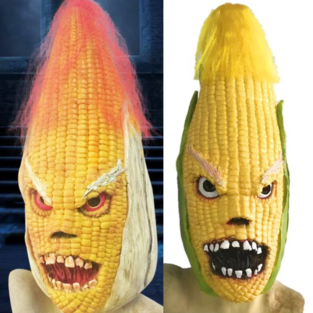 Divertida máscara de terror para Halloween, máscara de carnaval, Cara de maíz escalofriante, accesorio de disfraz para fiesta de maquillaje