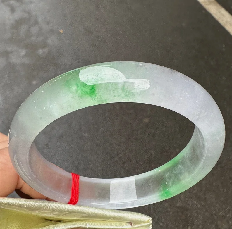 Certified Nature Grade AAA Icy Green Burma Jade jadeite bracelet bangle 58mm