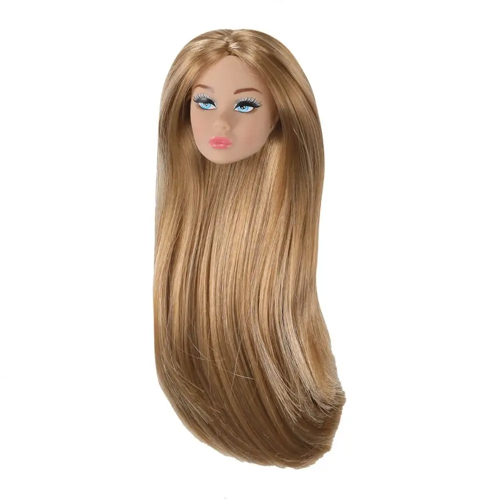 Para Meninas com Maquiagem, Cabeça de Supermodelo com Cabelos Cacheados Brancos/Normais/Chocolate, Cabeça Europeia de Pele Escura 1/6, Acessórios para Cabeça de 30cm