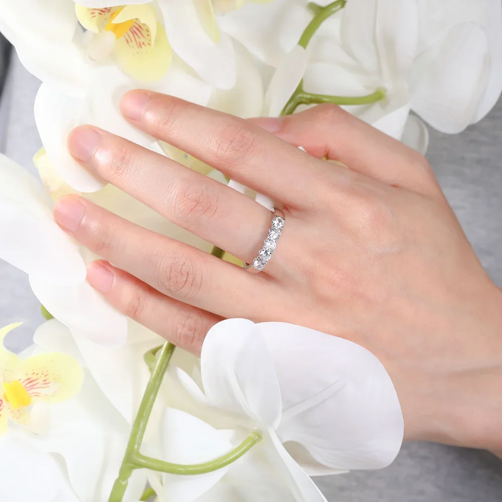 M-JAJA 3.5 مللي متر مويسانيتي الدائري للنساء S925 فضة D اللون VVS1 الماس زوجين وعد خواتم الزفاف الفرقة غرامة مجوهرات