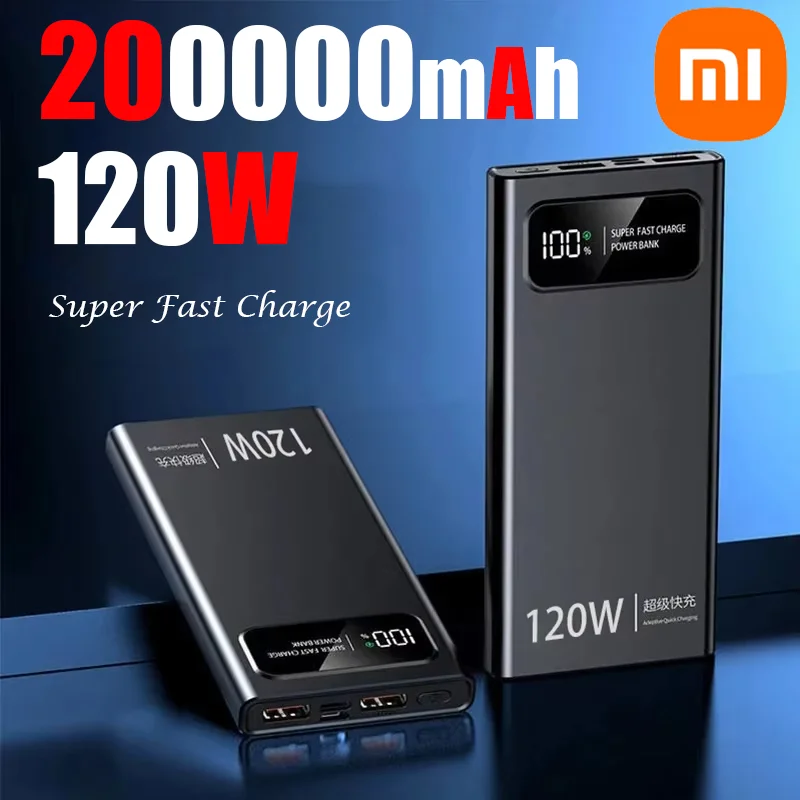 

Xiaomi 200000mAh 120W Power Bank Super Fast Charging Battery High Capacity Digital Display Power Bank For iPhone Samsung Huawei
