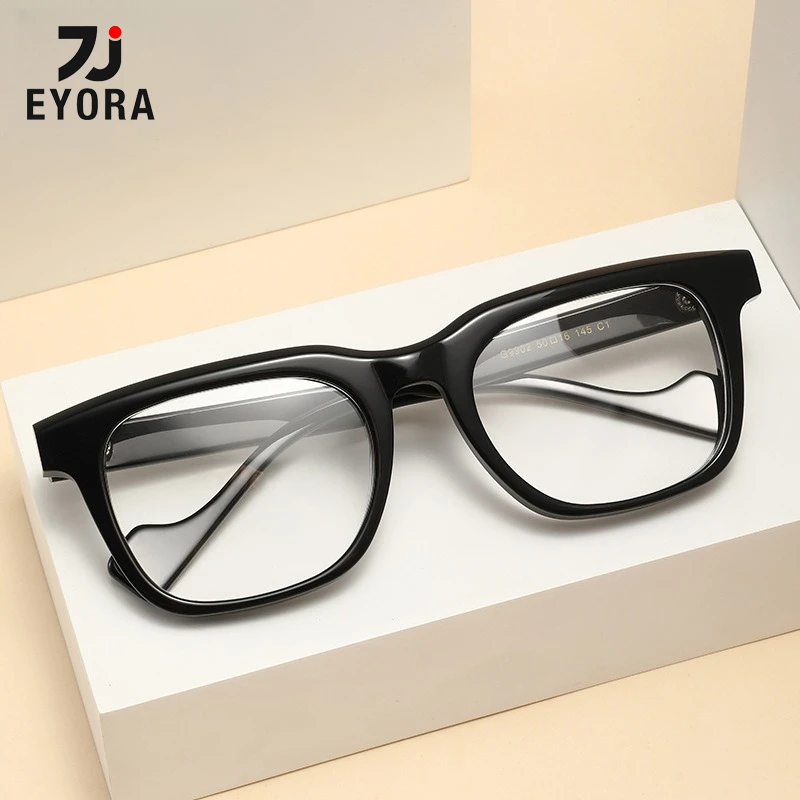 

EYORA Durable Square Full Rim Acetate Reading Glasses Anti Blue Ray Myopia and Hyperopia Photochromic Prescription Eyewear Lens