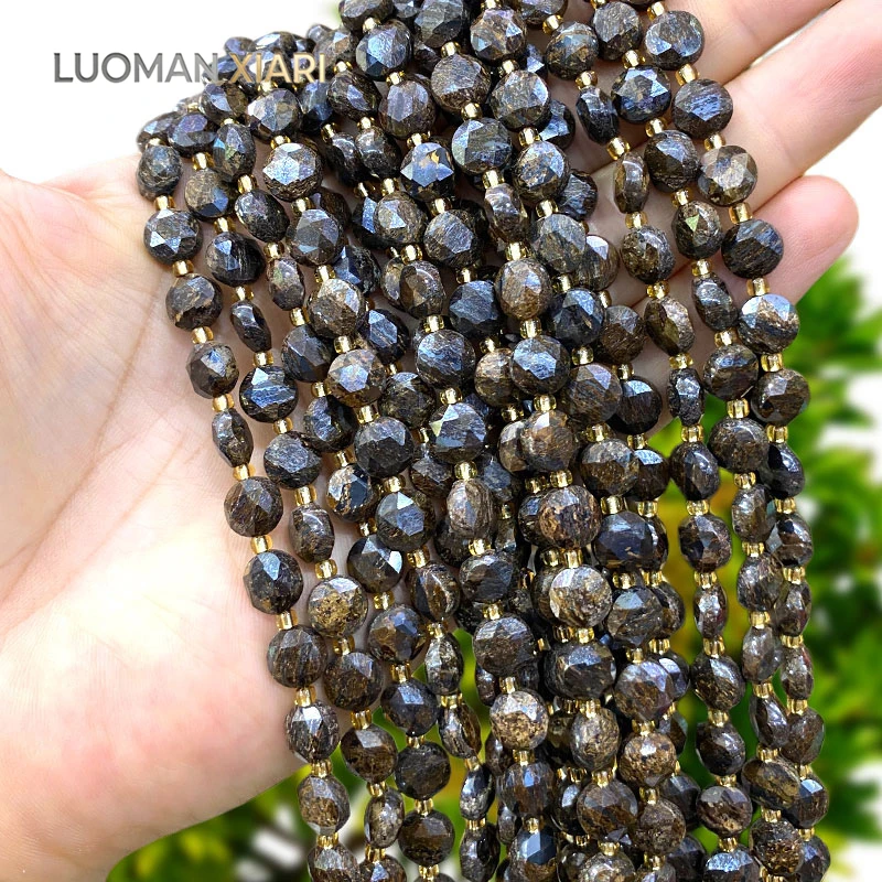 Großhandel 8mm Facettierte Räder Natürlicher Stein Bronzit Abstandsperlen für Schmuckherstellung DIY Armbänder Charms Zubehör 15'' – Detail 2