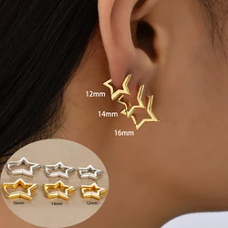3PCS Stainless Steel Star Hoop Earrings Set for Women 12/14/16mm Simple Hollow Cartilage Piercing Earring Minimalism Jewelry