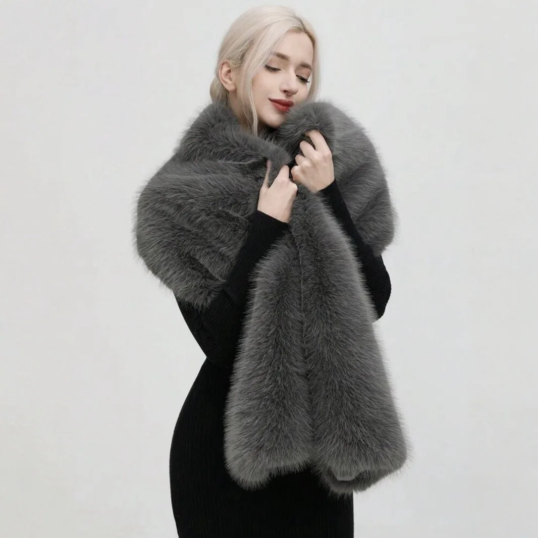 

Winter women's Fur Shawl Imitating Cold Insulation Warm Decoration Accessories Jacket Echarpes De Luxe Pour Femme 4w958