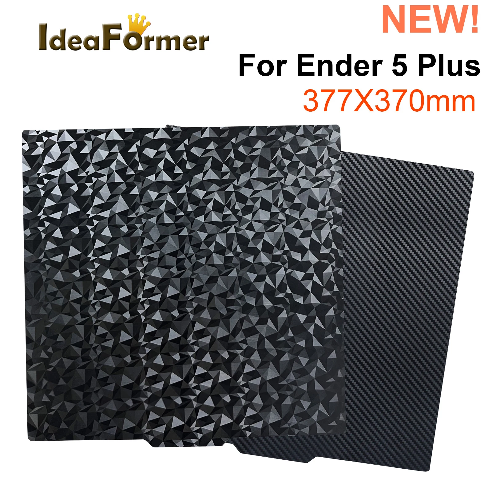 IdeaFormer For Ender-5 Plus Smooth PEO+Smooth PET Double Sided Build Plate 377x370mm Flexible Removable Spring Steel Heated Bed