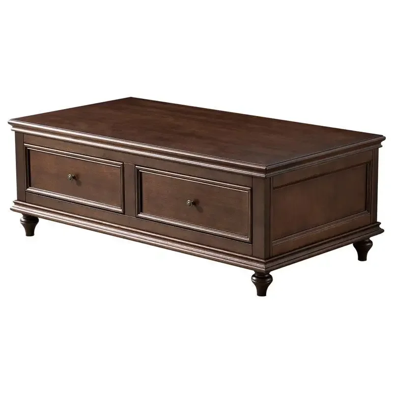 

American country all-solid wood coffee table, living room old nostalgic antique designer drawer coffee table