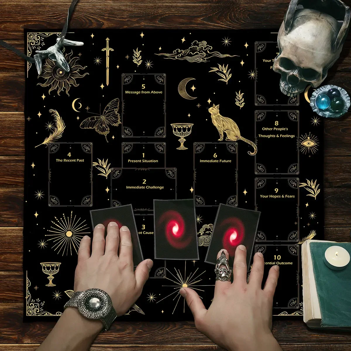 starry SkyCeltic Cross Tarot Card Tablecloth Cartoon Altar Cloth Pagan Pendulum Witchcraft Astrology Card Mat for Room HomeDecor