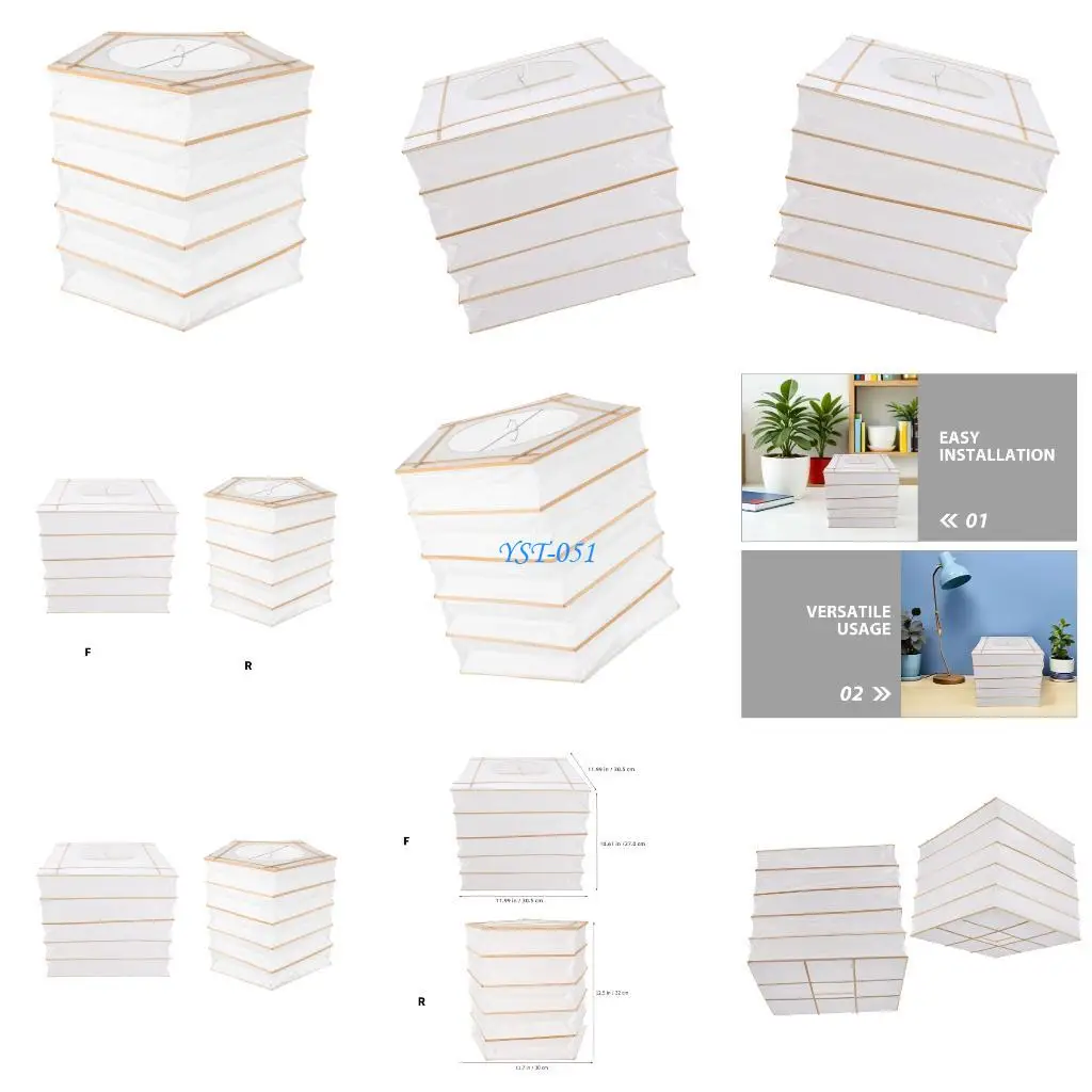 

E15A Подвесная люстра, абажур, бумажный подвесной светильник, крышка, квадратный/пятиугольный, потолочный светильник, абажур,