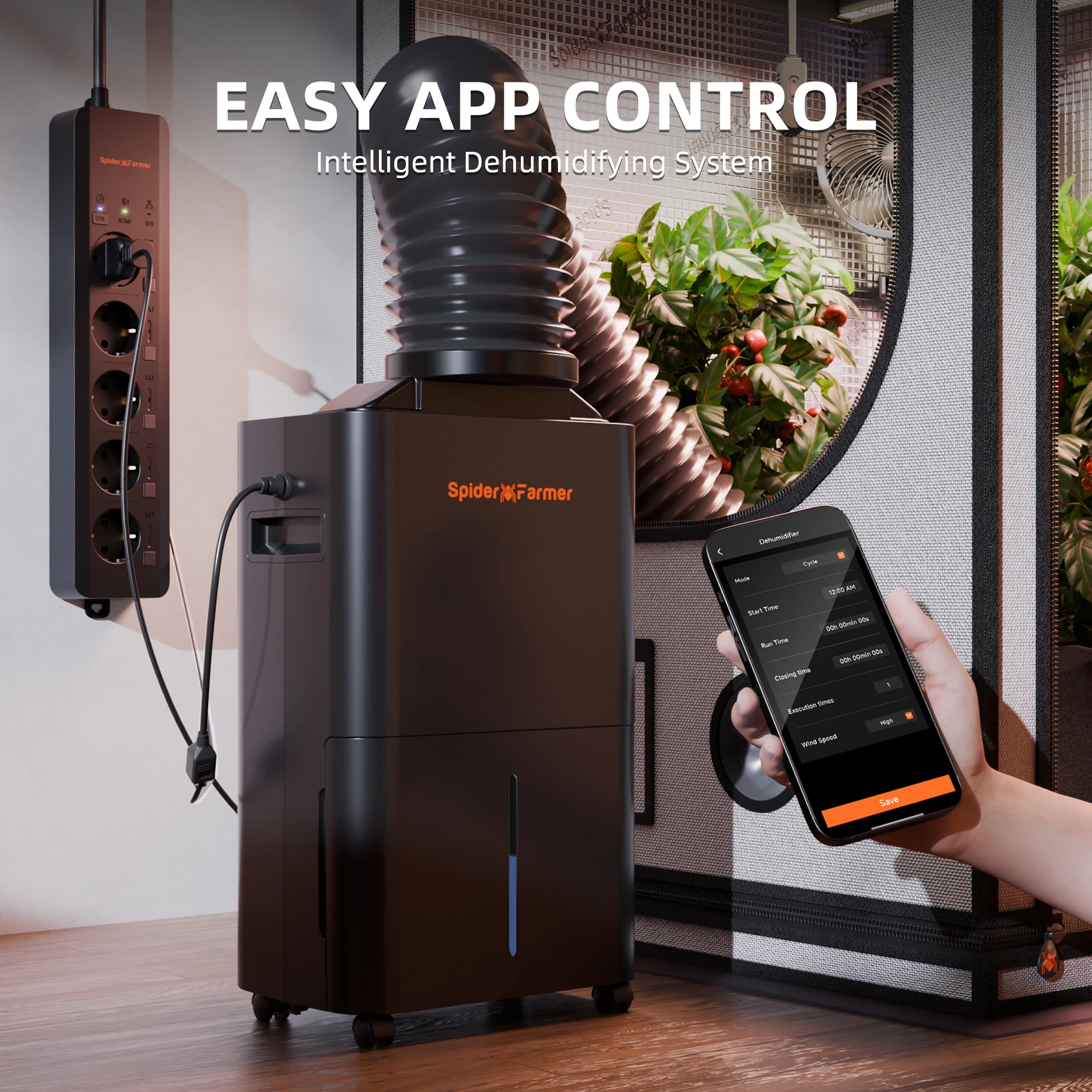 2025 New Spider Farmer 32 Pint Dehumidifier – Smart Control with RJ12 Cable