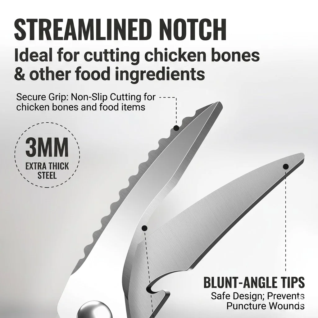 Multi-functional Kitchen scissors Stainless steel Chicken bone scissors Fish Meat Food scissors with bottle opener cooking tools